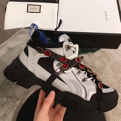 gucci flashtrek sneaker with removable crystals replica|gucci flashtrek sneakers with spikes.